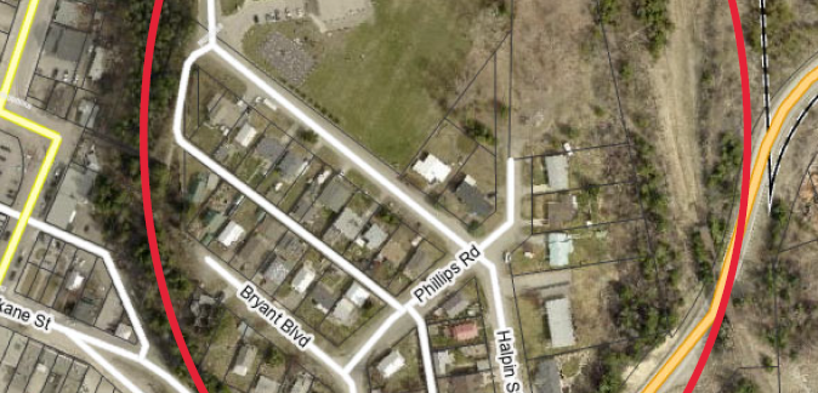 Map of affected area near Selkirk Secondary School
