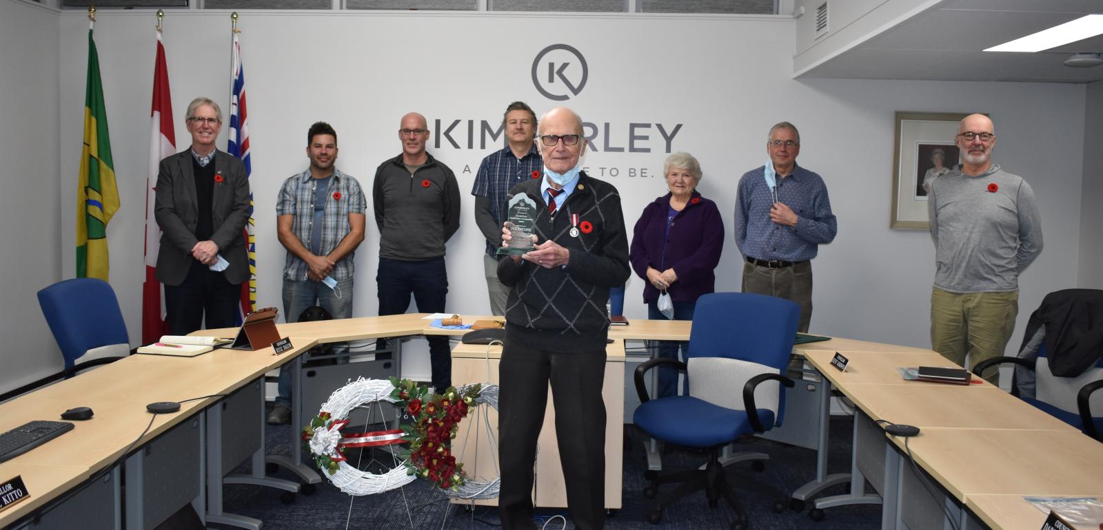 Jack Ratcliffe receiving award in 2020 Council in background
