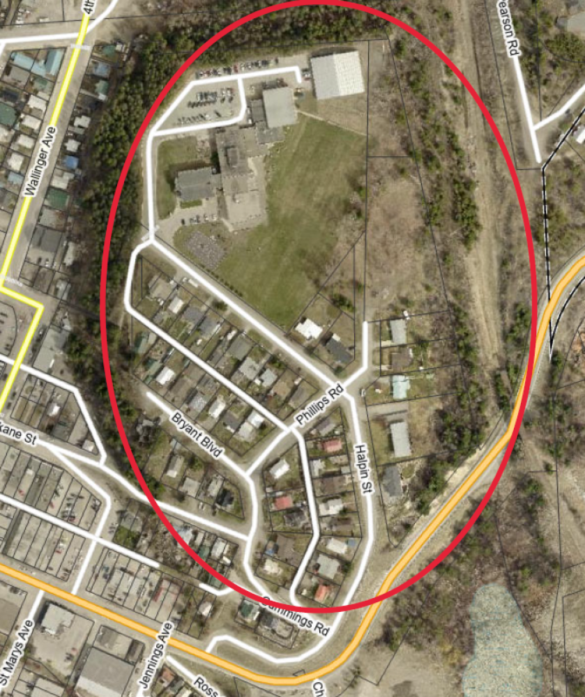 Map of affected area near Selkirk Secondary School