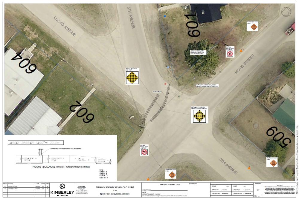 Map of road closure at 5th Ave
