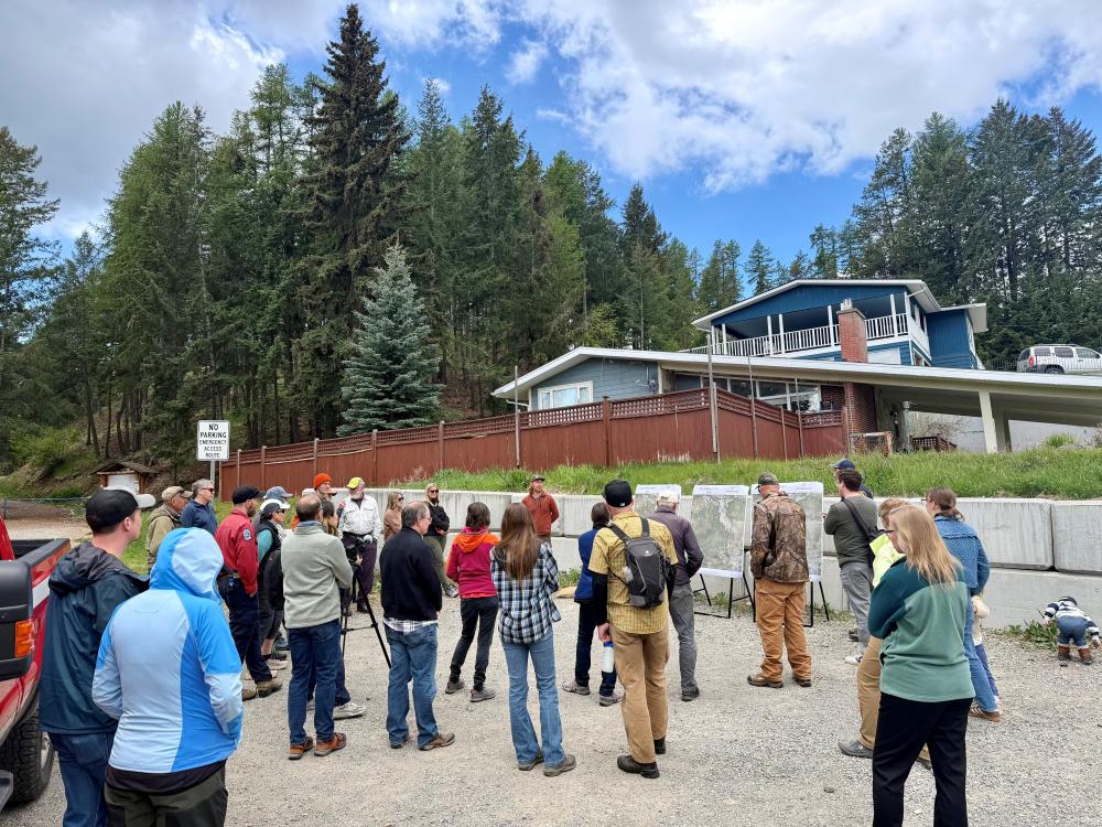 People gathered at Trail Head
